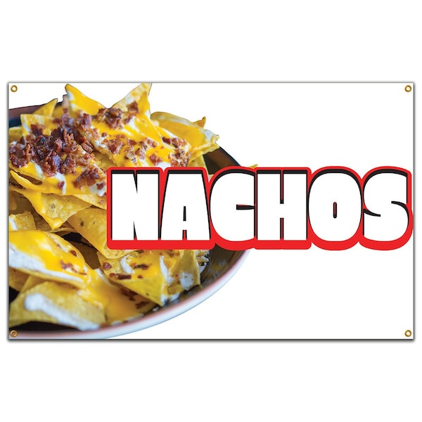 Signmission Nachos Banner Concession Stand Food Truck Single Sided B-72 Nachos19 - main